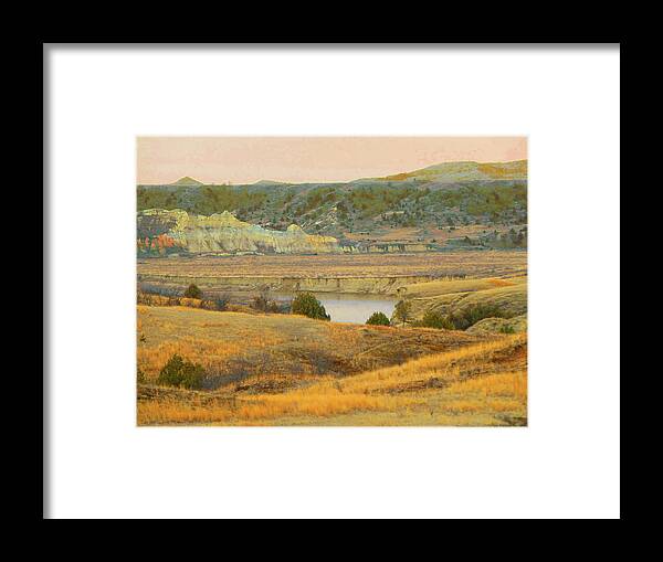 North Dakota Framed Print featuring the photograph Badlands River Dream by Cris Fulton