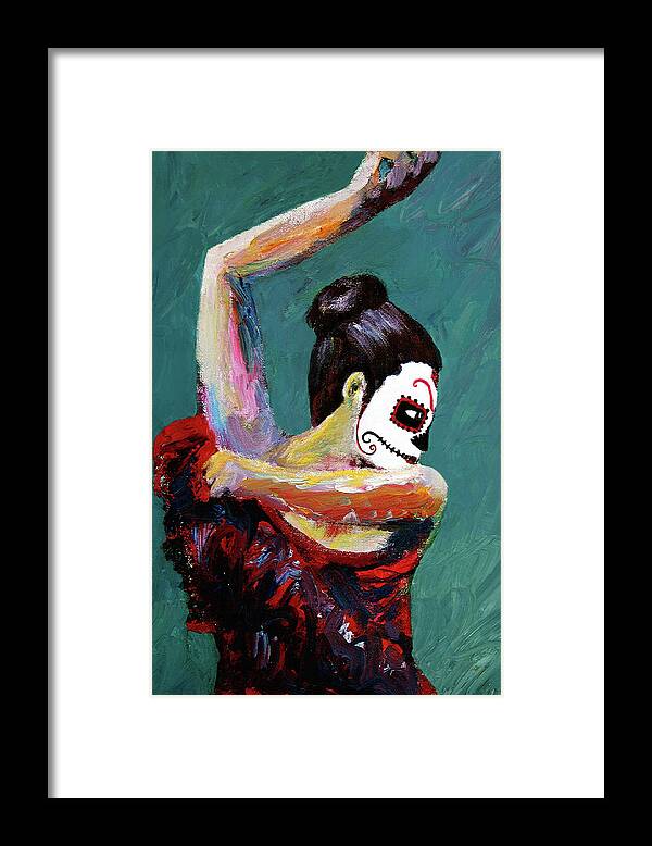 Woman Framed Print featuring the painting Bailan de los Muertos by Frank Botello