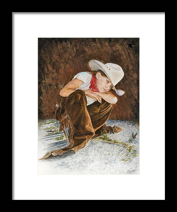 Western Paintings Framed Print featuring the painting Bailey by Traci Goebel