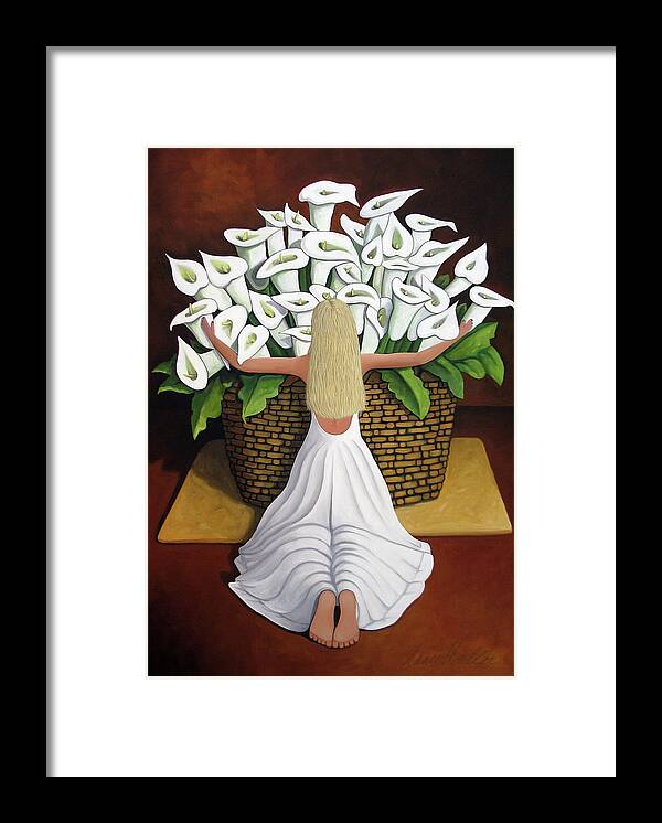 Garden Framed Print featuring the painting BaileyRae Lilies by Lance Headlee