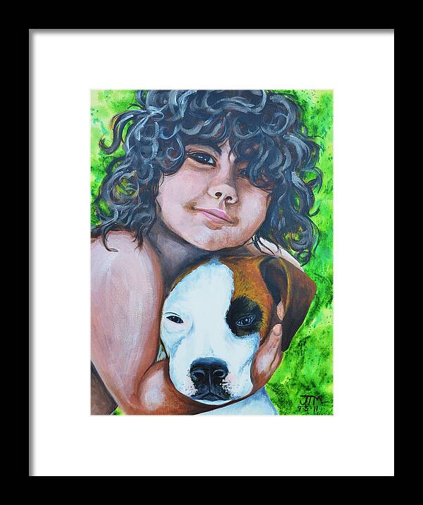 Child Framed Print featuring the painting Baiya and Moja by Jonelle T McCoy