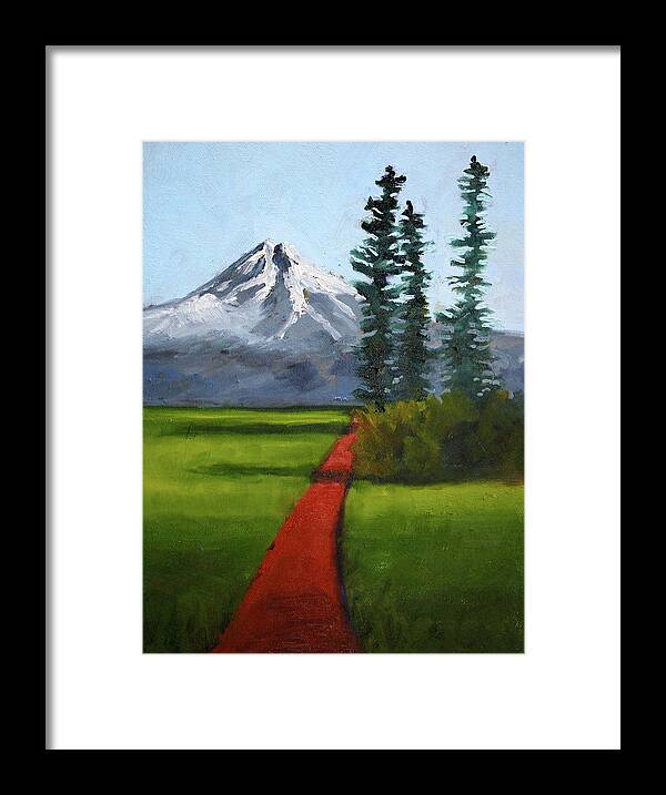 Mount Baker Landscape Painting Framed Print featuring the painting Baker Meadow by Nancy Merkle