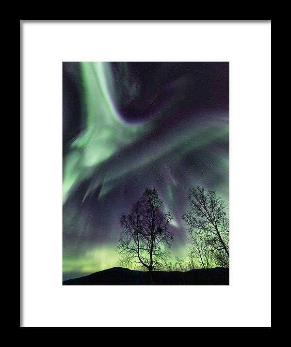 Aurora Framed Print featuring the photograph Balance between Heaven and Earth by Pekka Sammallahti