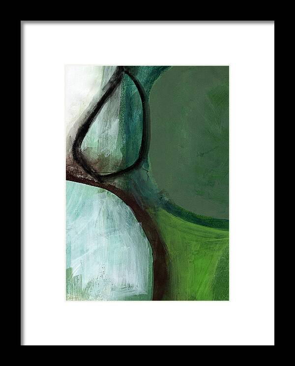 Abstract Framed Print featuring the painting Balancing Stones by Linda Woods