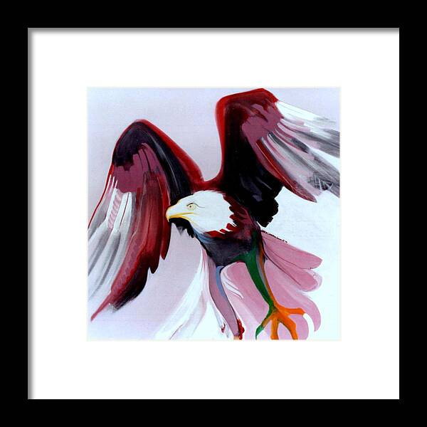 Birds Framed Print featuring the painting Bald-e by Marlene Burns