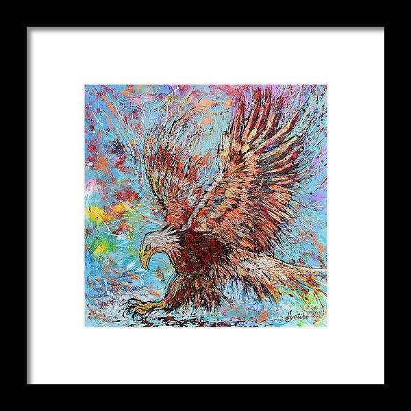 Bald Eagle Framed Print featuring the painting Bald Eagle Hunting by Jyotika Shroff
