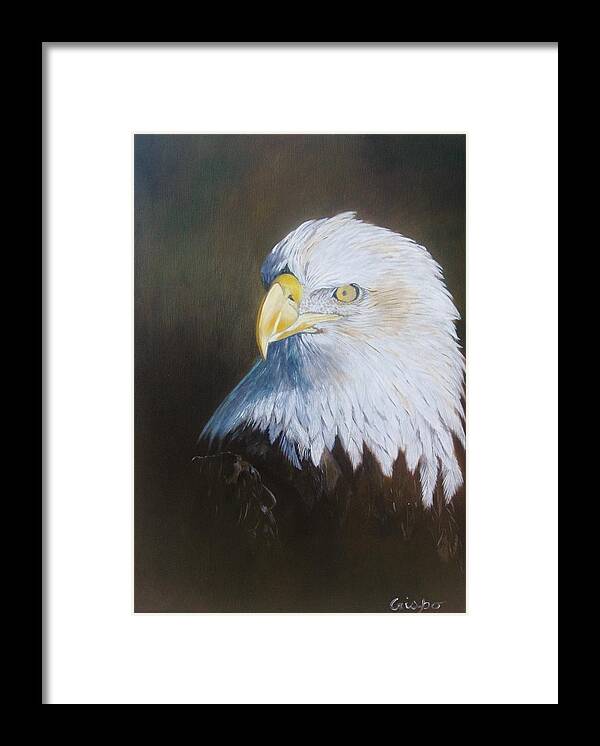 Eagle Framed Print featuring the painting Bald eagle by Jean Yves Crispo