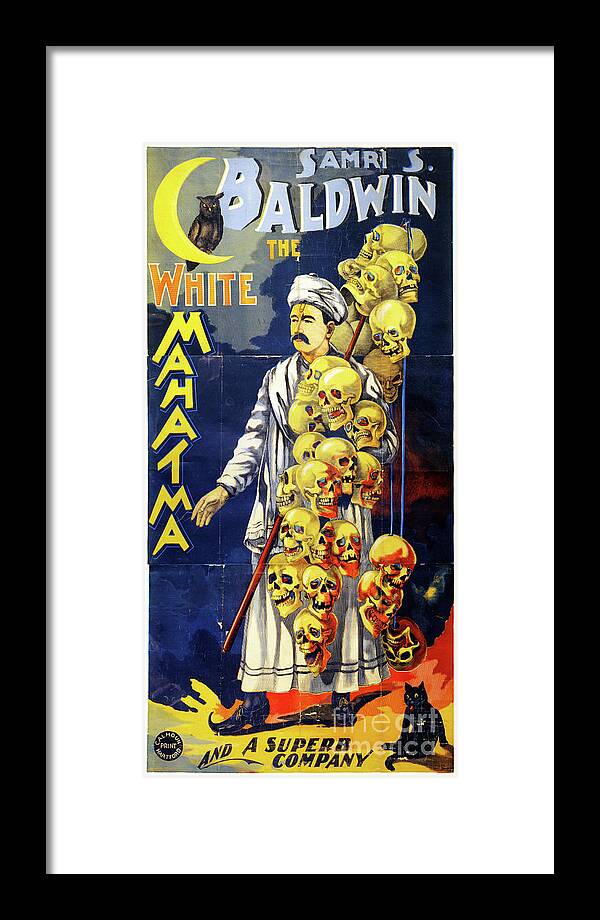 Theater Framed Print featuring the mixed media Baldwin The White Mahatma Vintage Poster by Vintage Treasure