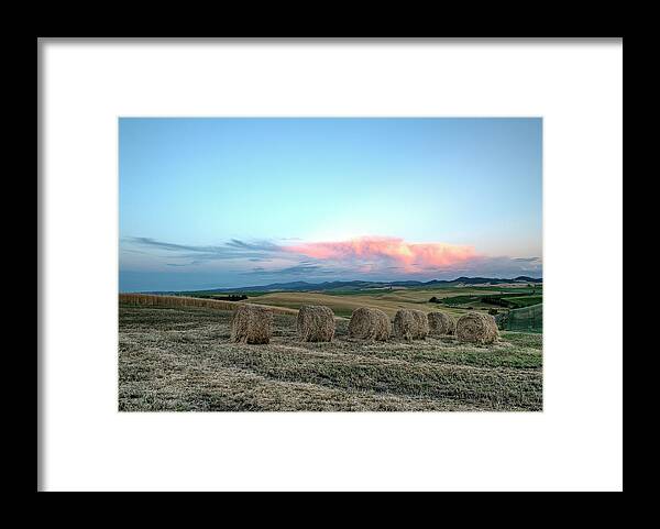 Outdoors Framed Print featuring the photograph Bales and Sunset by Doug Davidson