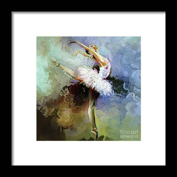 Swan Lake Framed Print featuring the painting Ballerina 04901 by Gull G