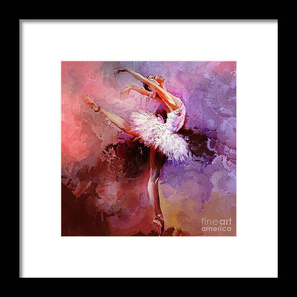 Swan Lake Framed Print featuring the painting Ballerina 08821 by Gull G