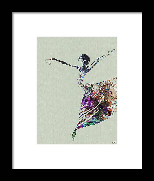  Framed Print featuring the painting Ballerina dancing watercolor by Naxart Studio