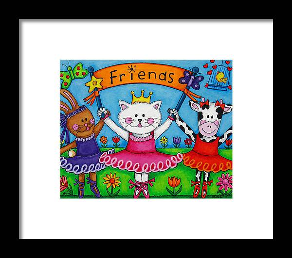 Kitten Framed Print featuring the painting Ballerina Friends by Lisa Lorenz