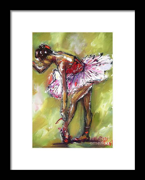 Ballerina Framed Print featuring the painting Ballerina girl portrait paintings by Mary Cahalan Lee - aka PIXI