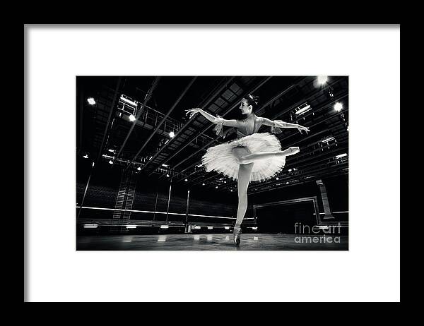 Ballet Framed Print featuring the photograph Ballerina in the white tutu by Dimitar Hristov