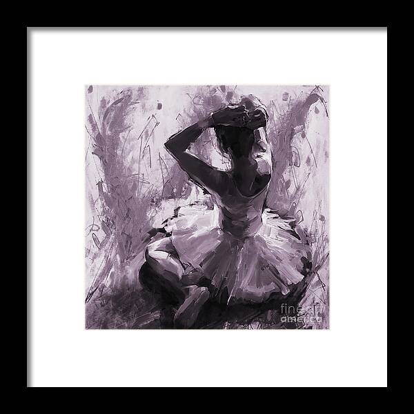 Ballerina Framed Print featuring the painting Ballerina Sitting 01 by Gull G