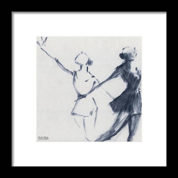 Ballet Framed Print featuring the drawing Ballet Sketch Two Dancers Mirror Image by Beverly Brown