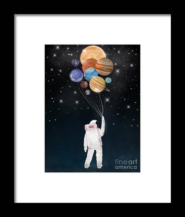 Space Framed Print featuring the painting Balloon Universe by Bri Buckley