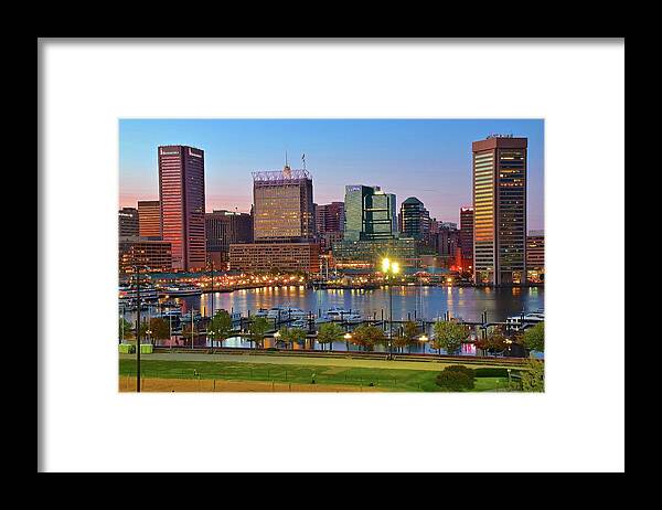 Baltimore Framed Print featuring the photograph Baltimore in Vivid Color by Frozen in Time Fine Art Photography