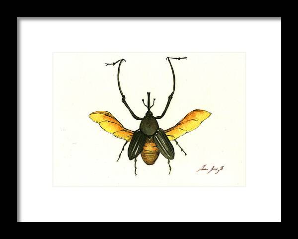 Bamboo Beetle Framed Print featuring the painting Bamboo beetle by Juan Bosco