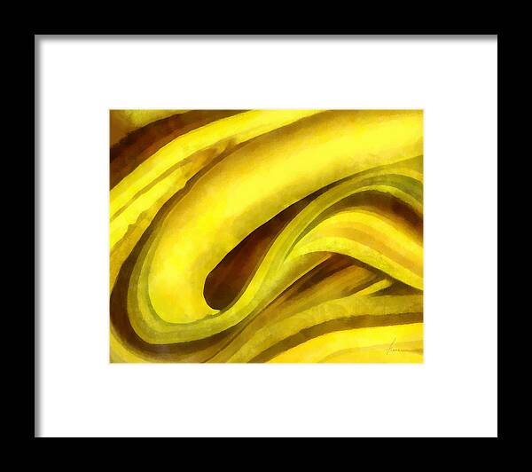 Banana Chocolate Cocoa Yellow Abstract Brown Painting Fruit Framed Print featuring the digital art Banana with Chocolate by Frances Miller
