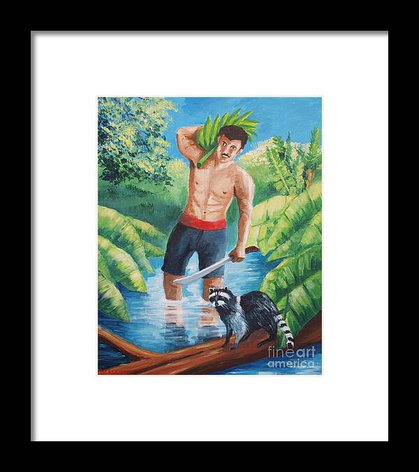 Man With Bananas Framed Print featuring the painting Bananas harvest by Jean Pierre Bergoeing