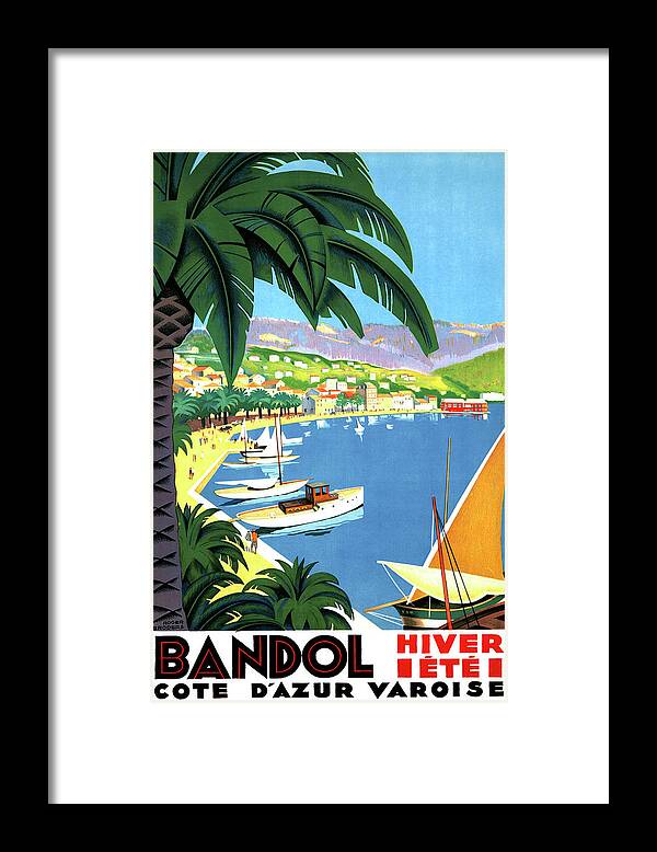 Bandol Framed Print featuring the painting Bandol, French riviera, boats on port by Long Shot
