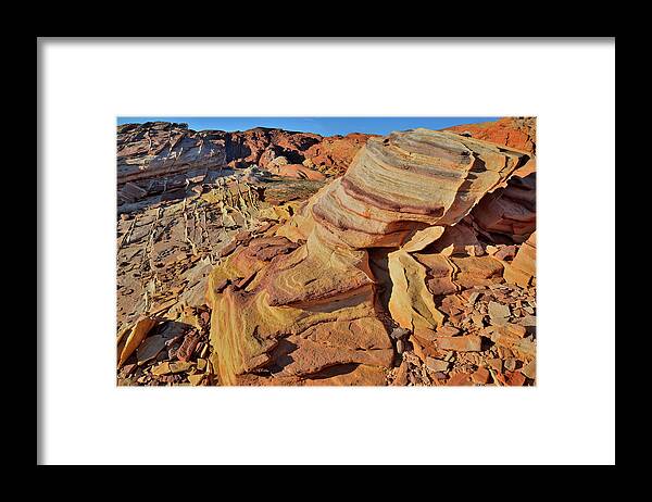 Valley Of Fire State Park Framed Print featuring the photograph Bands of Colorful Sandstone in Valley of Fire by Ray Mathis