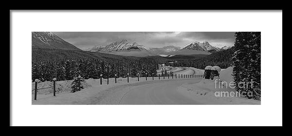 Black And White Framed Print featuring the photograph Banff Highway 1 by Adam Jewell