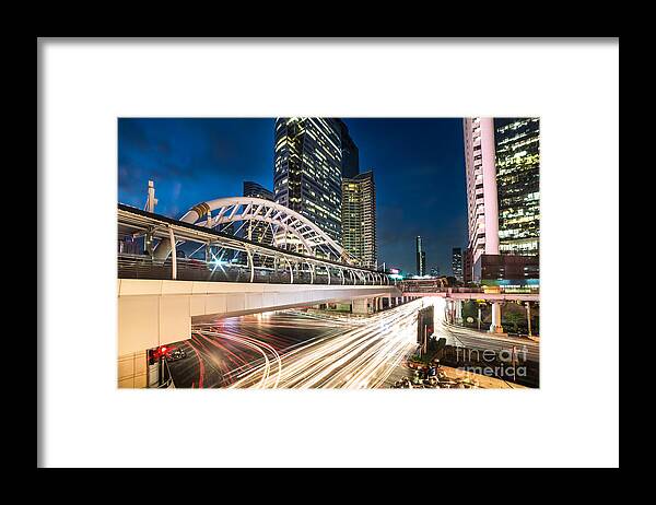 Bangkok Framed Print featuring the photograph Bangkok night rush by Didier Marti