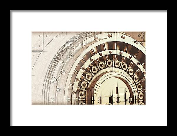 'bank Vaults & Locks' Collection By Serge Averbukh Framed Print featuring the digital art Bank Vault Door and Lock by Serge Averbukh