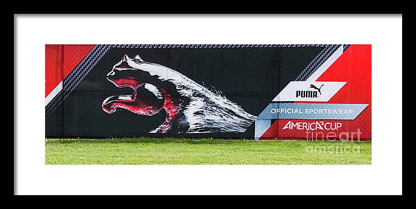 America's Cup Framed Print featuring the photograph Banner Puma America's Cup by Chuck Kuhn