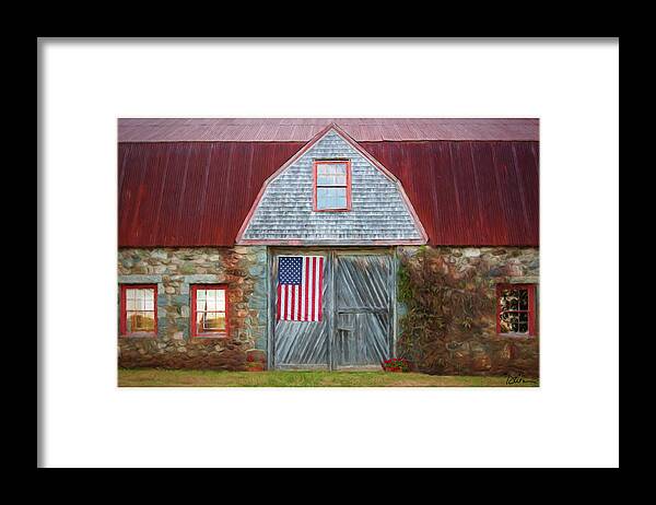 American Flag Framed Print featuring the photograph Bar Harbor Barn by Peggy Dietz