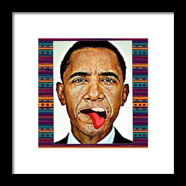 Barack Obama Funny Serie - 9 Framed Print by Nuno Marques - Mobile Prints