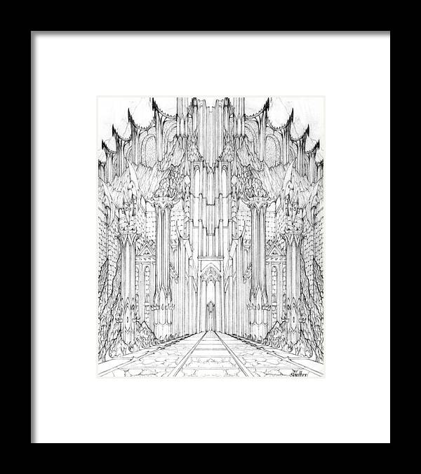 Barad-dur Framed Print featuring the drawing Barad-Dur Gate Study by Curtiss Shaffer
