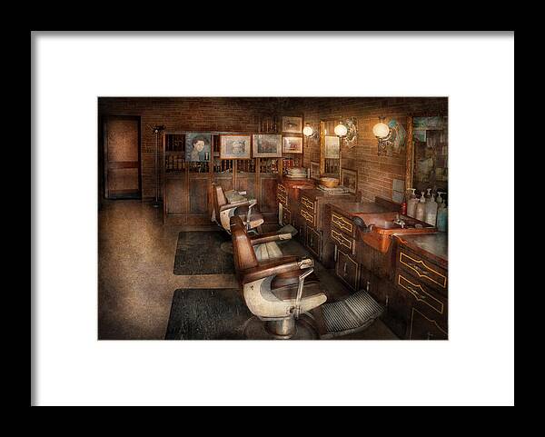 Barber Framed Print featuring the photograph Barber - Clinton NJ - Clinton Barbershop by Mike Savad