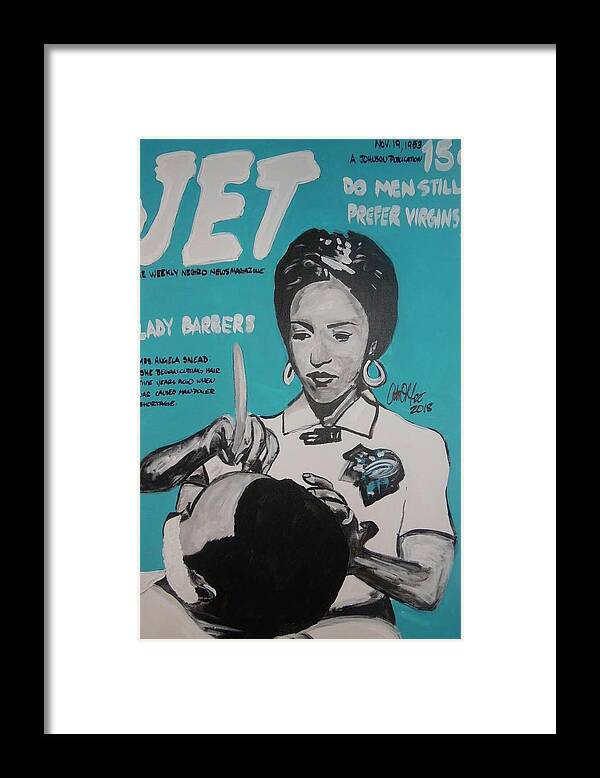 Jet Magazine Framed Print featuring the painting Barber Shortage by Antonio Moore