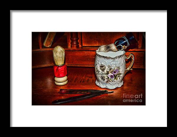 Barber Framed Print featuring the photograph Barber Time for a Shave by Paul Ward