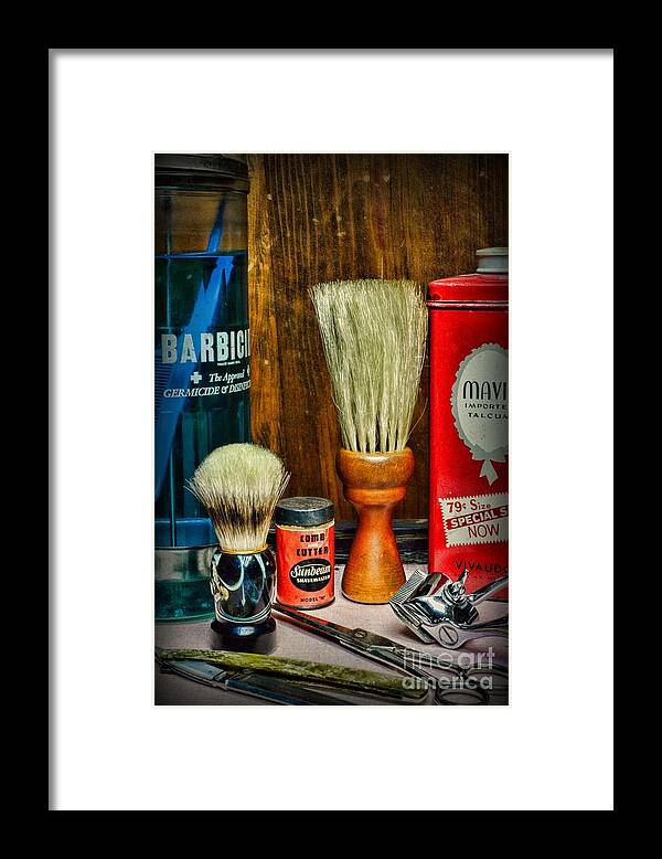 Paul Ward Framed Print featuring the photograph Barber - Vintage Barbering Tools by Paul Ward