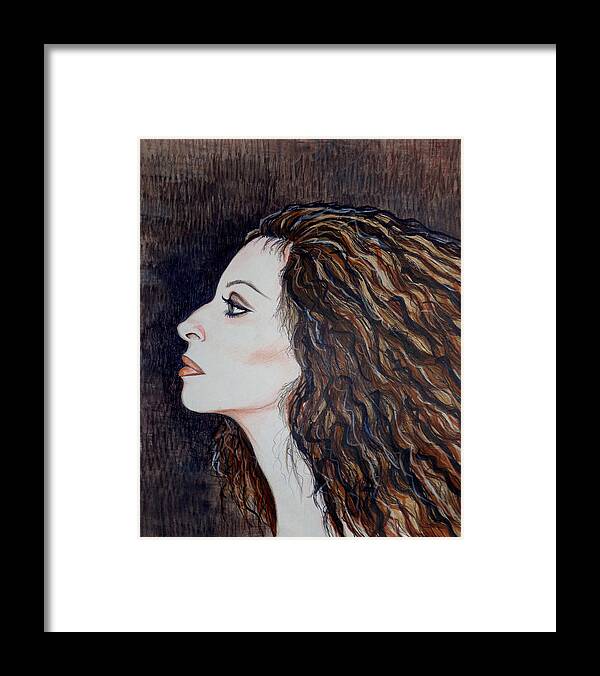 Celebrity Framed Print featuring the drawing Barbra Streisand by Tara Hutton
