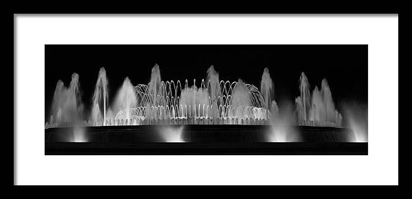 Barcelona Framed Print featuring the photograph Barcelona Fountain Nightlights by Farol Tomson