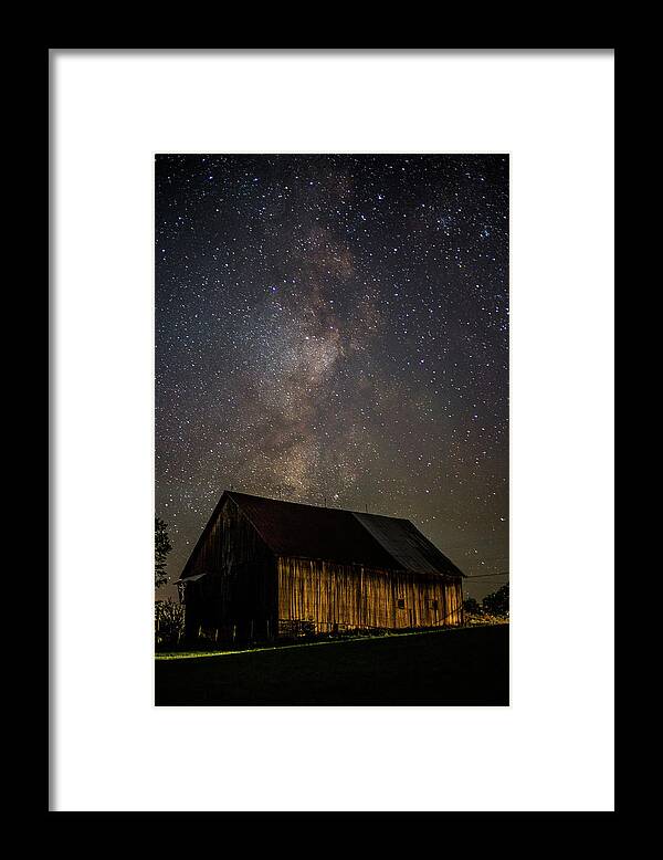 Barn Framed Print featuring the photograph Barn and Milky Way Close-up by Tim Kirchoff