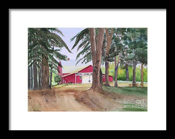 Barn Framed Print featuring the painting Barn at Howland Preserve by Christine Lathrop
