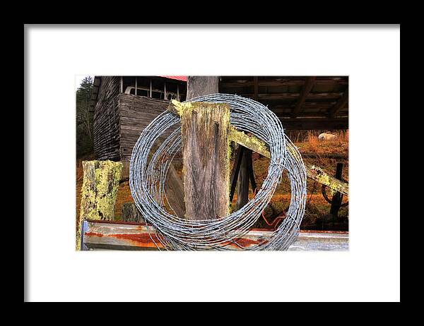 Murphy Framed Print featuring the photograph Barn Barb Wire by FineArtRoyal Joshua Mimbs