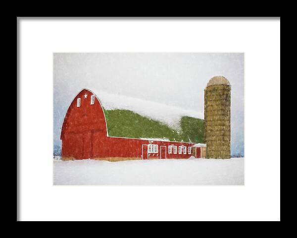 Barn Framed Print featuring the photograph Barn in Winter by John Roach