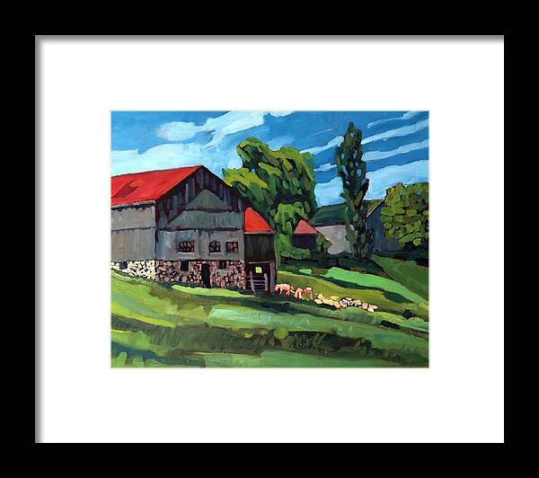 814 Framed Print featuring the painting Barn Roofs by Phil Chadwick