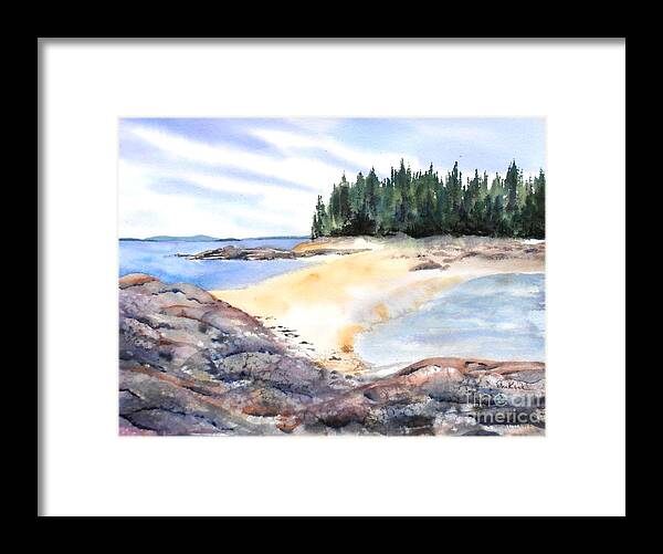 Maine Framed Print featuring the painting Barred Island Sandbar by Diane Kirk