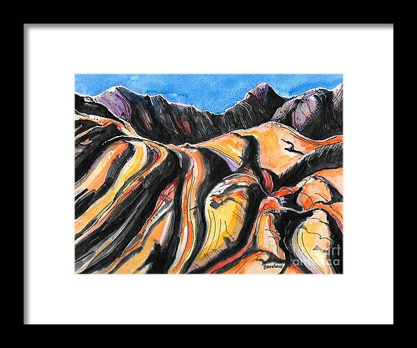 Mountains Framed Print featuring the painting Barren Hills by Terry Banderas