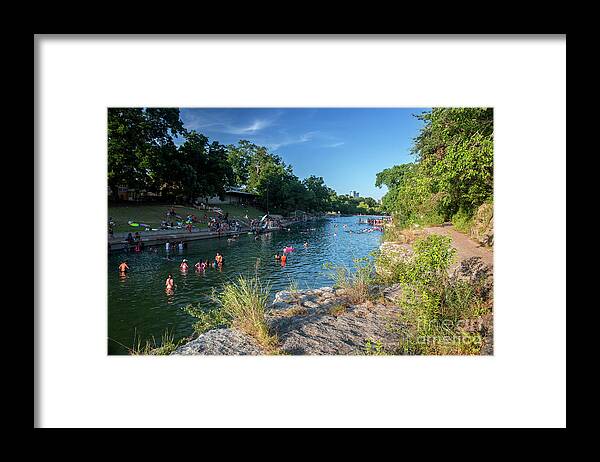 Barton Springs Pool Framed Print featuring the photograph Barton Springs Pool, a super fun and relaxing natural swimming p by Dan Herron