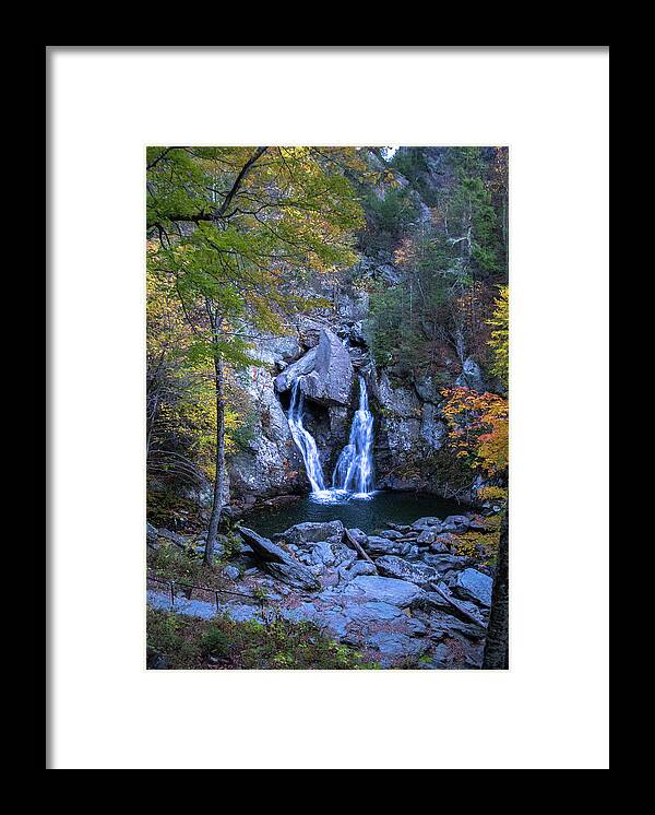 Bash Bish Framed Print featuring the digital art Bash Bish Falls in Autumn by John Morzen